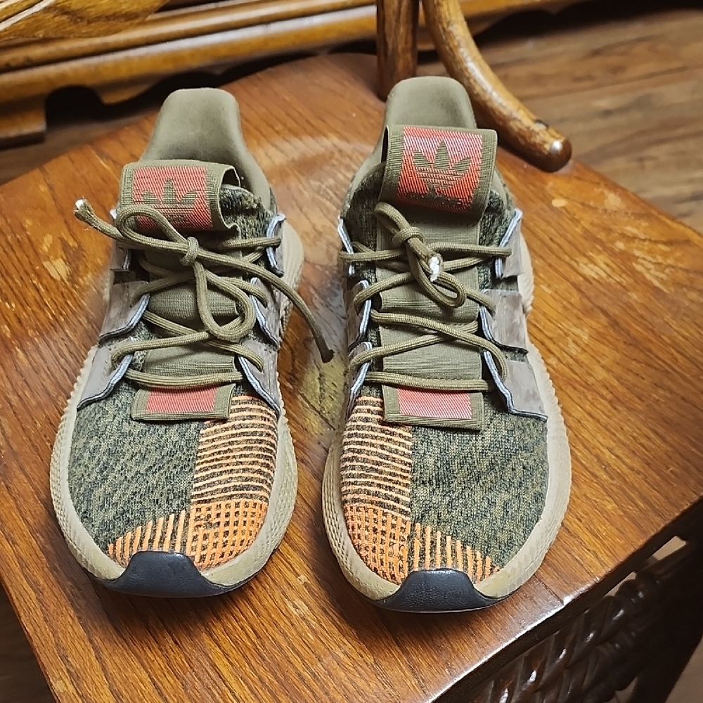 Adidas Olive and Orange Sneakers